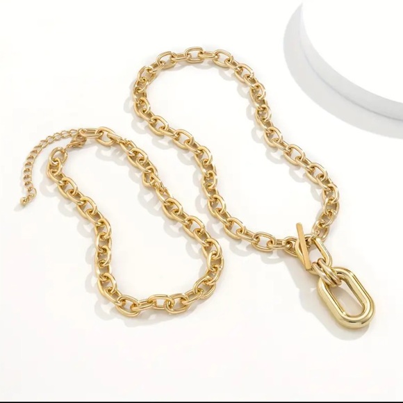 Madison Gold Chain Link Toggle Necklace - set of 2 - Picture 3 of 4